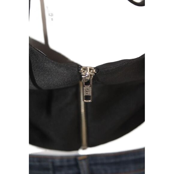 PatBO Womens Cropped Long Puff Sleeve Square Neck Blouse Black Size 4 - Picture 4 of 6